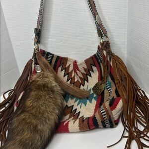 Espuela Design Co handcrafted handfringed wool saddle blanket bag MSRP $529